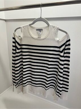 Jamison: Cold-Shoulder Striped Sweater